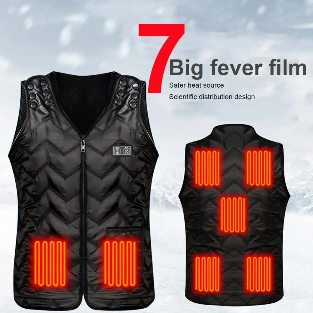 

5/7 Zone Heating Vest Dual Control Switch USB Charging Smart Heating Clothes Electric Constant Temperature Winter Warm Waist
