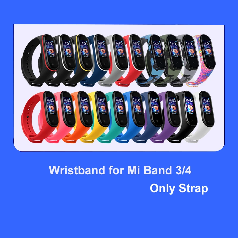 Силиконовый браслет для Xiaomi Mi Band 3 гибкие ремешки Miband 4 сменный водонепроницаемый