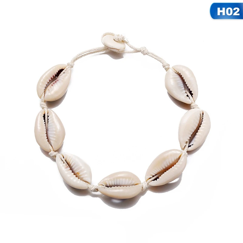 Shell Anklets Unisex Shells Foot Jewelry Bohemian Style Summer Beach Barefoot Bracelet Ankle On Leg Strap Accessories Jewelry - Окраска металла: H02