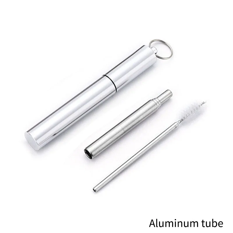Выдвижная солома+ соломенная щетка+ сумка для хранения многоразовая Выдвижная переносная соломинка из нержавеющей стали аксессуары для путешествий на открытом воздухе