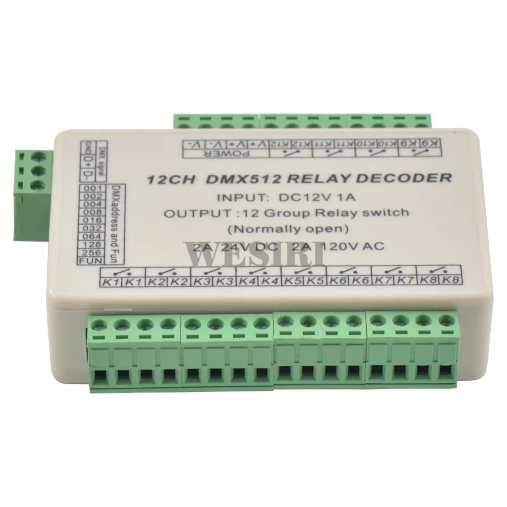 12 канальный релейный переключатель DMX512 Контроллер 12CH релейный выход DMX512 декодер диммер