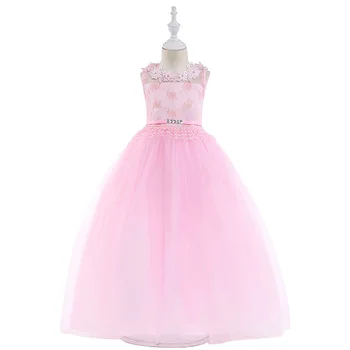 

3-8 year Girl's formal dress O neck sleeveless ponchos piano show host summer princess birthday ceremony children dress