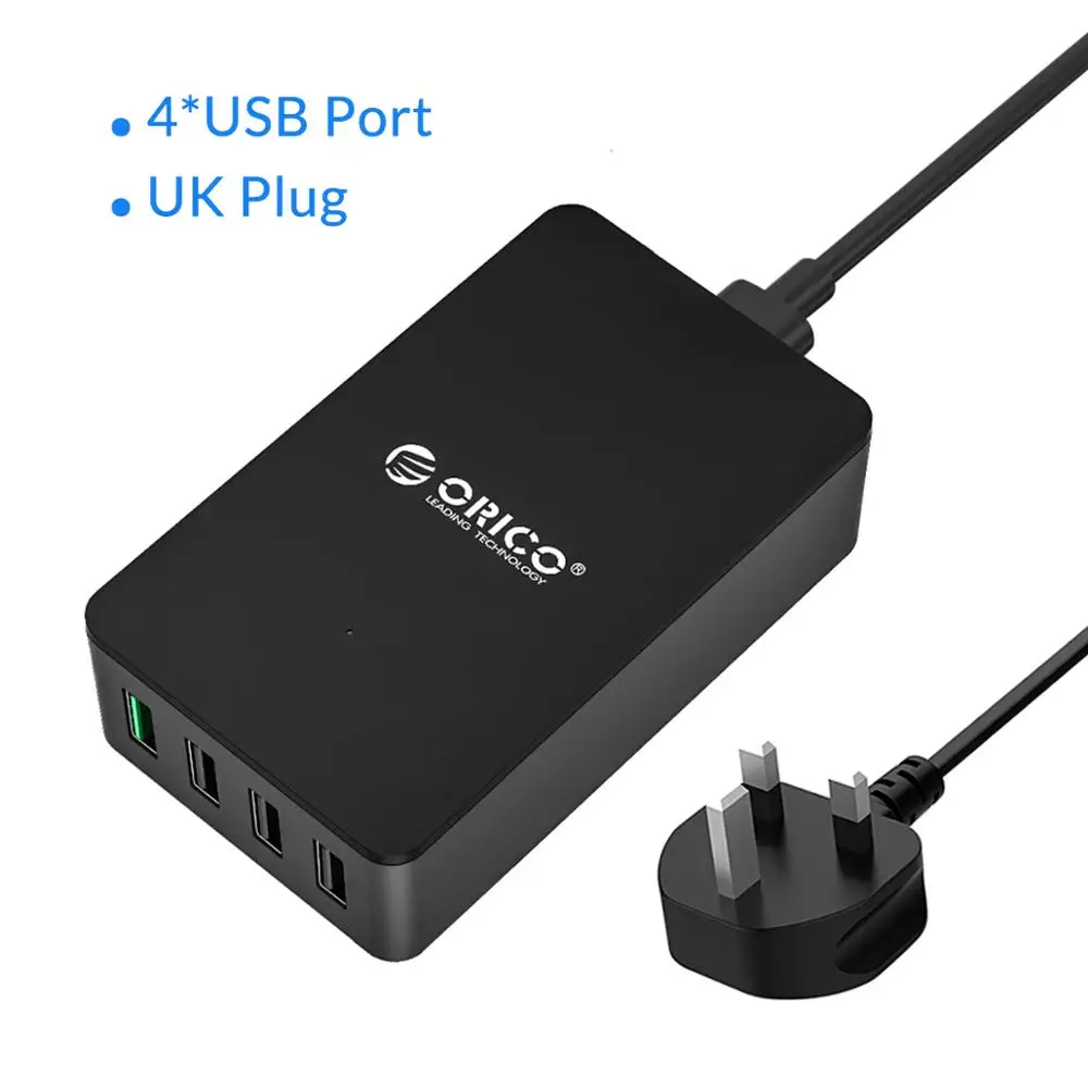 4 Port UK Plug ORICO QSE-4U 4 порта QC2.0 для Qualcomm сертифицированная Быстрая зарядка 2,0 быстрая, USB зарядное устройство для samsung Xiaomi huawei LG htc - Тип штекера: 4 Port UK Plug