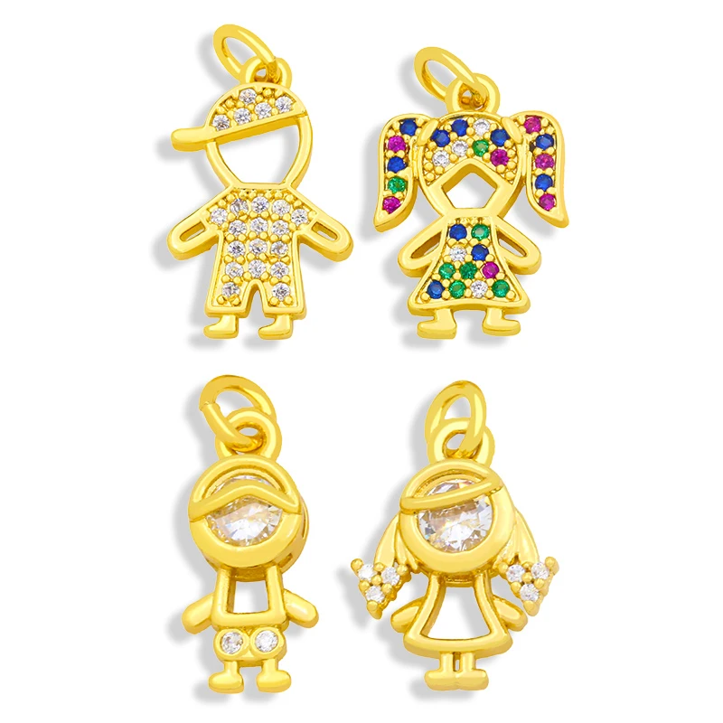 OCESRIO Mini Charms de para niño y niña, pulsera de circonia chapada en oro, colgantes para la fabricación de joyas, chma101|Amuletos| -