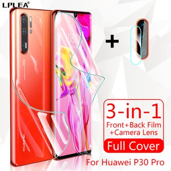 Перейти на Алиэкспресс и купить Полное покрытие для Huawei хуавей P20 Lite защита экрана P30 Гидрогелевая защитная пленка для Huawei Mate 20 Lite задняя пленка 30 P умное стекло для камеры 2019...