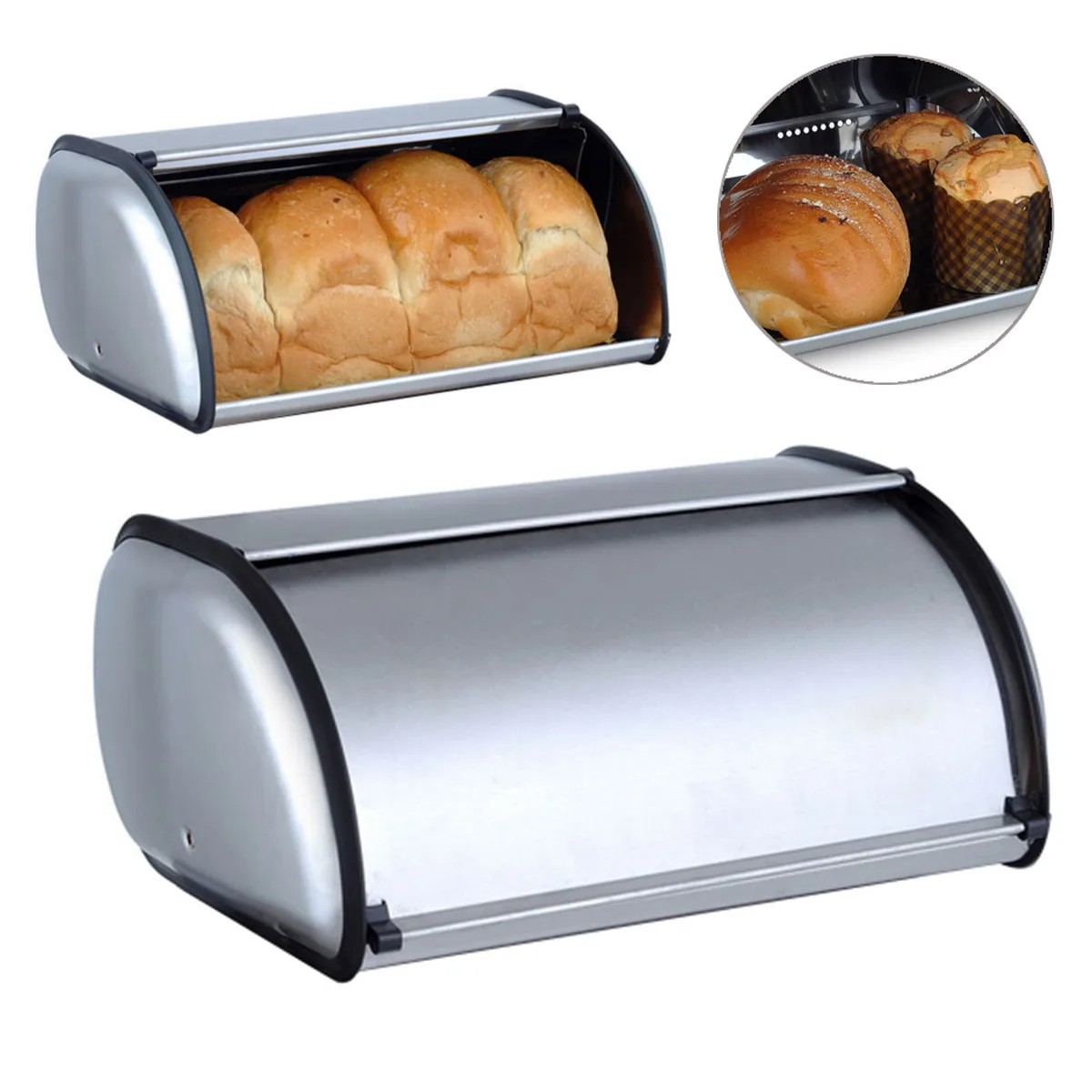 Контейнер для хранения хлеба из нержавеющей стали, контейнер для хранения продуктов, кухонный кондитерский хлеб, держатель для выпечки, кухонные принадлежности