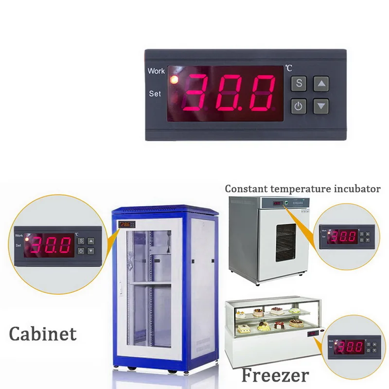 110-220 В/12 В/24 В цифровой регулятор температуры с датчиком термостат терморегулятор инкубатор РЕЛЕ Светодиодный 10 А нагрев охлаждения