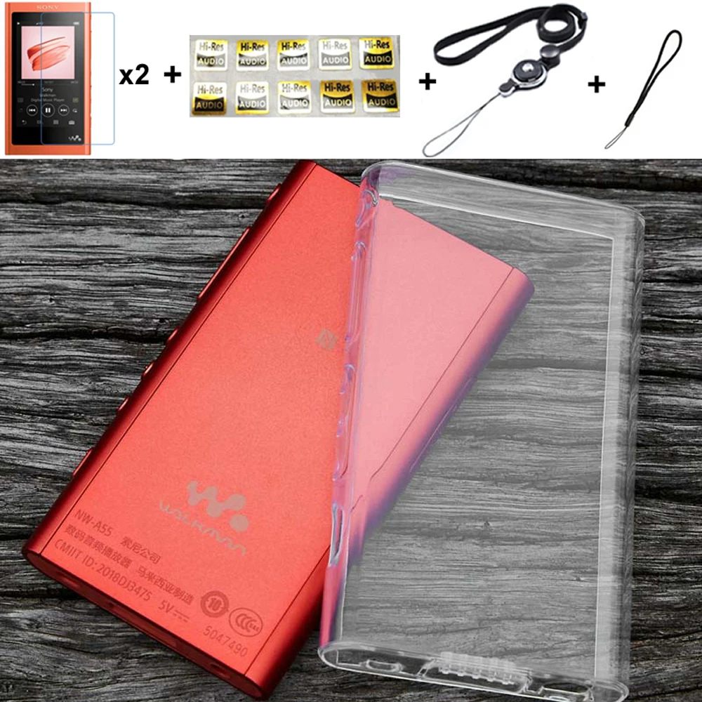 Мягкий прозрачный защитный чехол из ТПУ для Sony Walkman NW A50 A55 A56 A57 A55HN A56HN A57HN, с защитной пленкой и ремешком