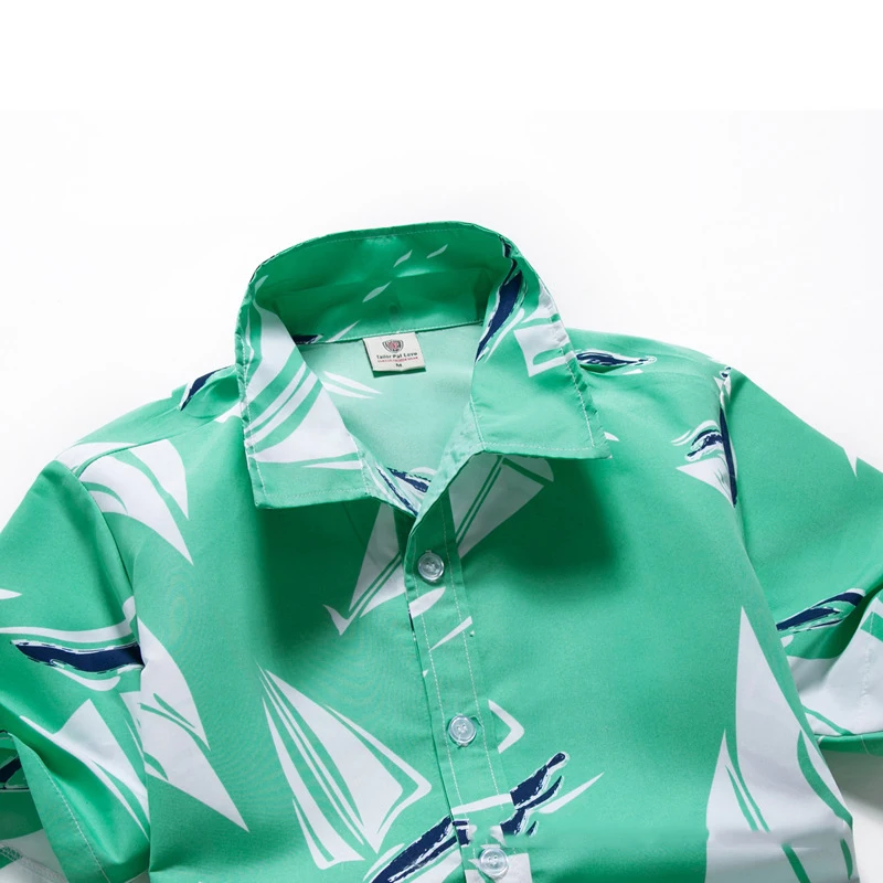 Tailor Pal Love Summer Men Shirts High Quality Polyester Casual Printed Plus Size Beach Shirts soft and comfortable