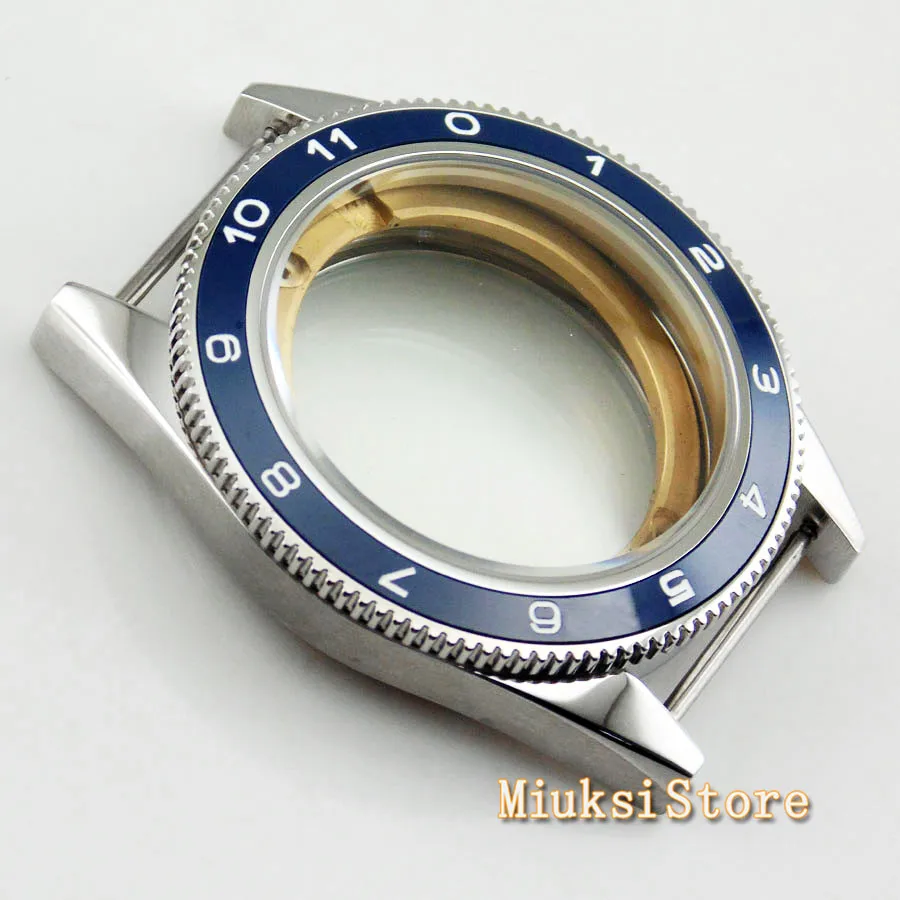 Corgeut 41mm top watch case sapphire glass ceramic bezel fit Miyota 8205/8215 82 Series ETA 2836/2824 DG2813