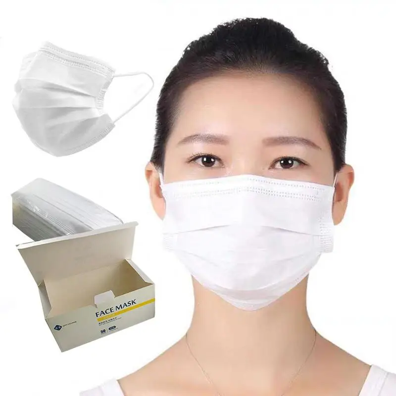 

50pcs Non Woven Fabric Disposable Face Mask 3 Layer Activated Carbon Anti-Dust Face Masks Block Pollution and Protect Health