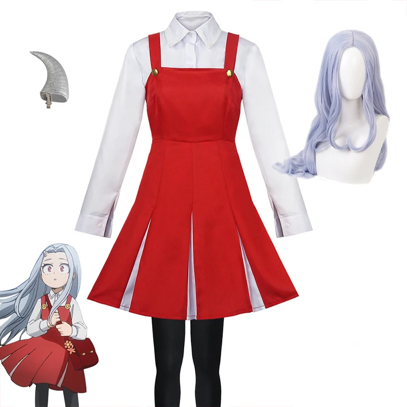 Anime Boku no My Hero Academia Season4 Eri Cosplay Costume Uniform Dress Halloween Wig Horn socks |
