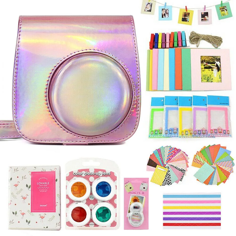 Magic Pink Чехол Fujifilm Instax Mini сумка Аксессуары для камеры комплект фотоальбом фильтры для объектива наклейки для Instax Mini 8 Mini 9 мгновенная камера - Цвет: Magic Pink
