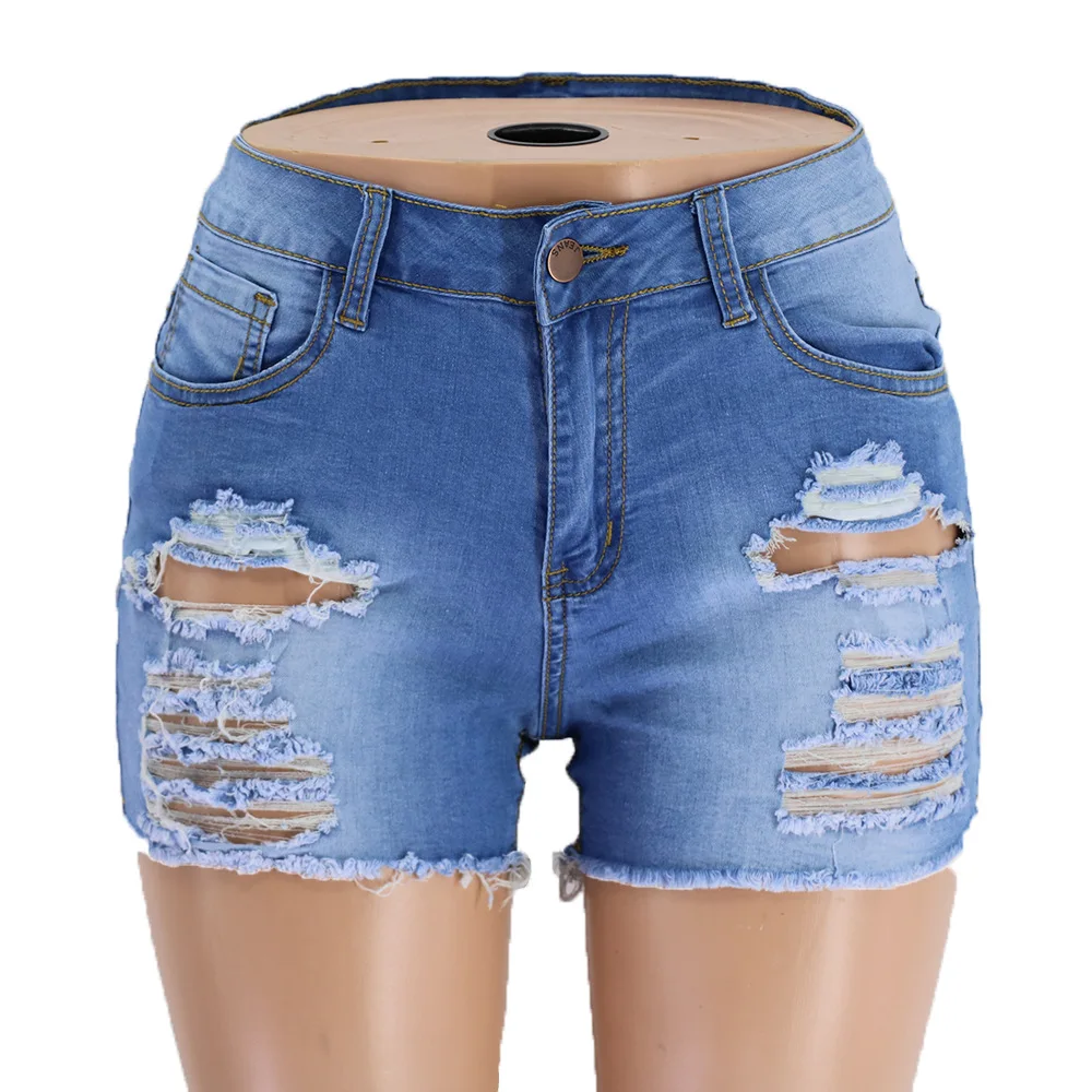 Sexy High Waist Tassel Ripped Hole Jean Shorts Summer Street Women High Waist Shorts Lady Fashion Club Party Skinny Hot Shorts