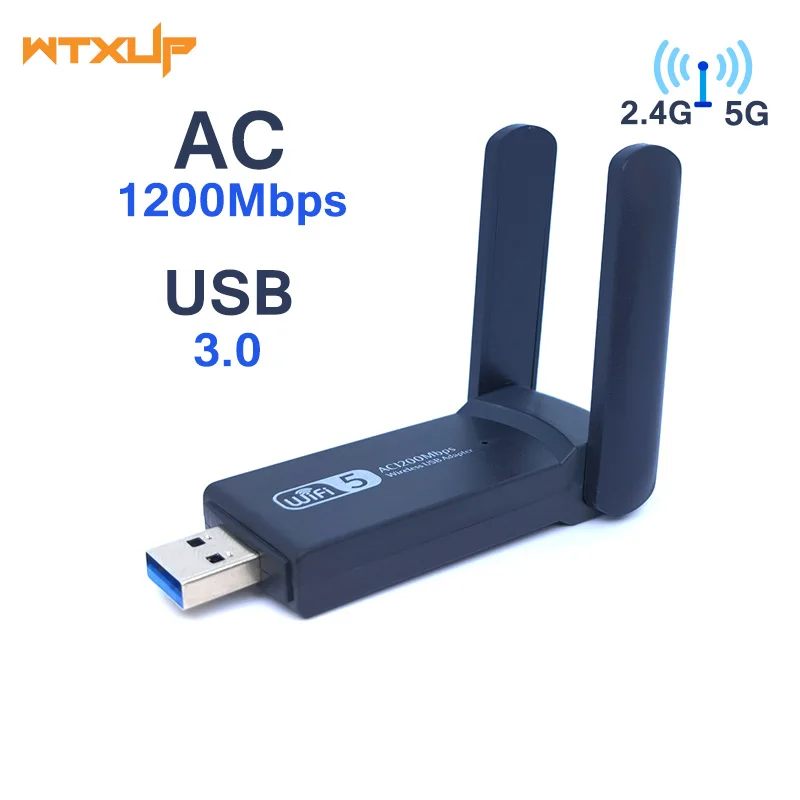 Беспроводной AC1200 двухдиапазонный USB 3.0 RTL8812 1200 Мбит/с Wlan USB-ключ Wifi приемник с
