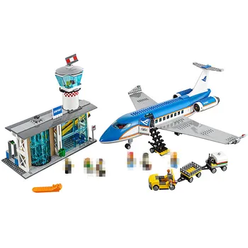 

Airport Passenger Terminal City Model Building Blocks Bricks International Aircraft Airplane Station Block Set Toys Kids