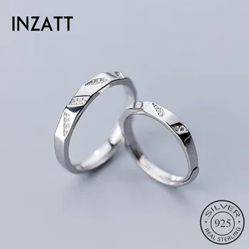 

INZATT Cute Geometric Zircon Ring Real 925 Sterling Silver Minimalist Fine Jewelry For Women&Men Accessories 2019 Bijoux Gift