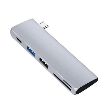 

USB-C Hub Adapter,Portable 5 in 1 USB Type C Adapter with USB 3.0 USB 2.0 Ports,SD/TF Card Reader and PD Charging Port