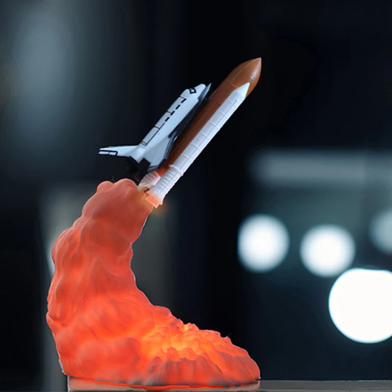 Горячая 3D печать космическая Луна шаттл ракета перезаряжаемый Ночник светильник украшение дома L99