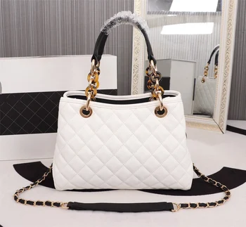 

2020 new high-end luxury leather large capacity fashion shopping bag high end gold chain design caviar women's leather bag