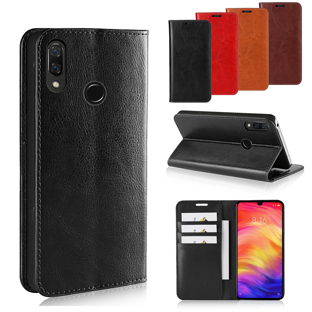 Для Xiaomi Redmi Note 7 mi 9 9SE K20 Pro 7A Crazy Horse зернистый чехол из натуральной кожи многофункциональный пылезащитный чехол для мобильного телефона