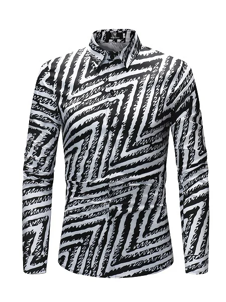 Новое поступление фирменная одежда для мужчин Slim Fit Мужские рубашки с длинными рукавами мужские модные повседневные цветочные рубашки с 3D принтом Большие размеры 4XL - Цвет: CS43