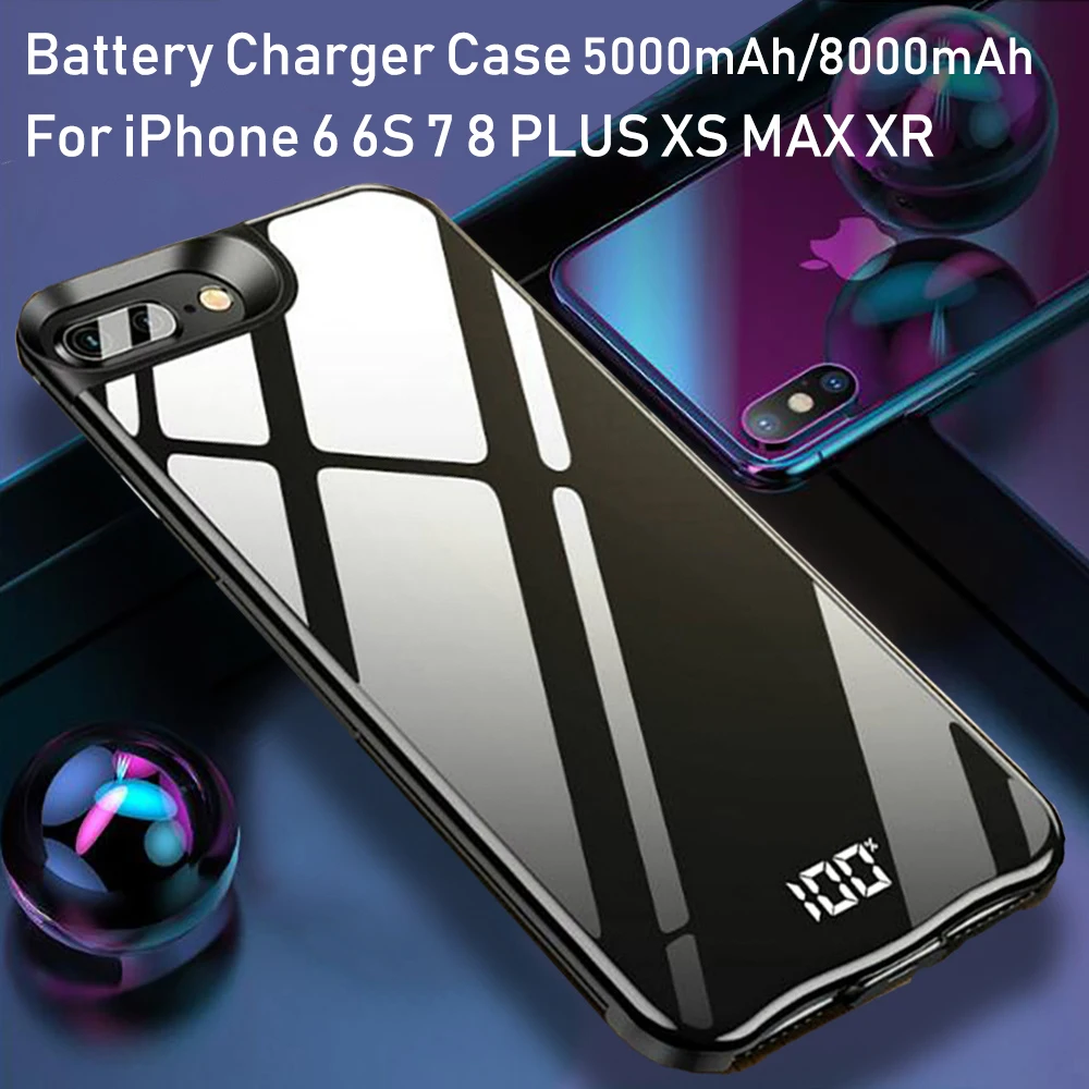 Чехол для аккумулятора для iphone XS Max XR, внешний аккумулятор, чехол для iphone 6, 6s, 7, 8 Plus, 8000 мАч, чехол для зарядного устройства