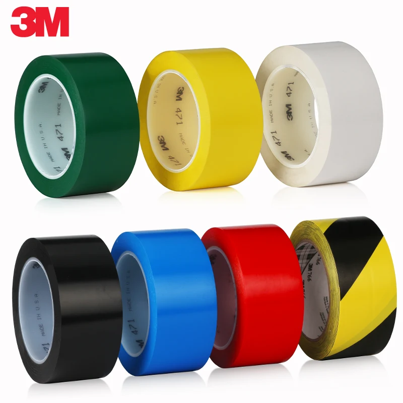 

3M 471 Viscosity affixed pvc floor chain line trace identifier warning 5S positioned safety marking hazard tape 5mm~1200mm width