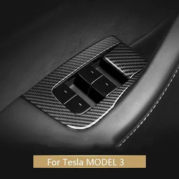 

Car Inner Door Armrest Window Lift Button Cover Trim Kit for Tesla Model 3 Window Lift Cover Trim