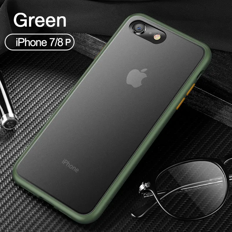 CAFELE Phone Case for iPhone 7 8 Plus Soft and PC Hard Cover Ultra Thin Cases for iPhone 7plus 8plus - Цвет: Green