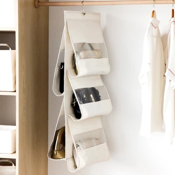 

5 Pocket Hanging Handbag Organizer Wardrobe Closet Storage Bag Door Wall Hanger