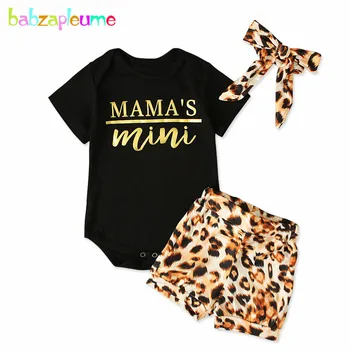 

3Piece/Summer Jumpsuit For Baby Girls Clothing Fashion Letter Short Sleeve Bodysuit+Shorts+Headband Newborn Clothes Set BC1038-1