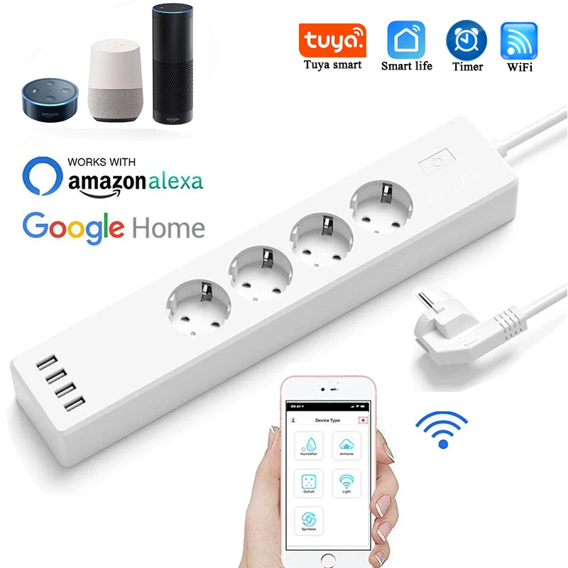 Умный удлинитель с Wi-Fi 4 евророзетки USB-порта | Обустройство дома