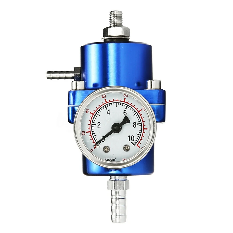 

Blue Metal Adjustable Fuel Pressure Regulator 0-140 Psi Oil Gauge + Hose