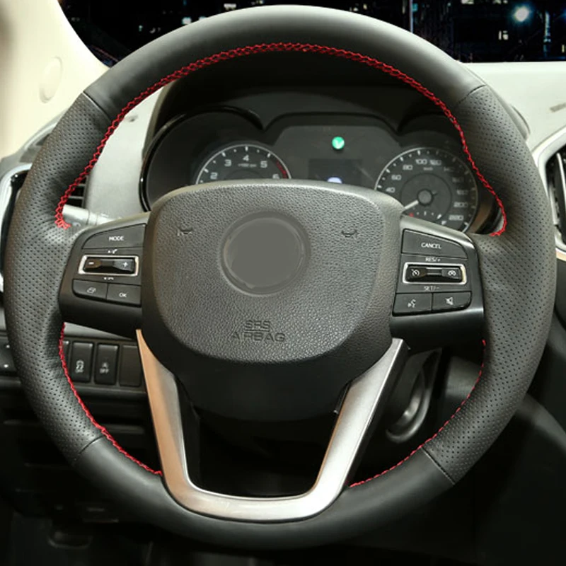 

High Quality cowhide Top Layer Leather handmade Sewing Steering wheel covers protect For Dongfeng DFM Aeolus AX7 AX5
