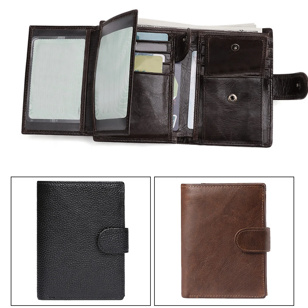 Vintage Coin Pocket Handheld Short Card Holder Zipper PU Leather Men Wallet Money Bag Purse Fashion Business Slim Portable