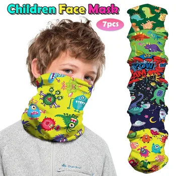 

7PC Child Bandana Sport Cycling Cartoon animal Print face Scarf Mask Cold Ice Scarf Magic Scarf Multifunctional Sunscreen Scarf