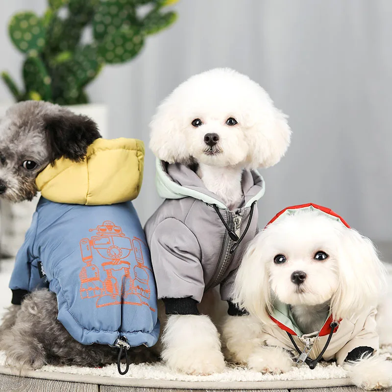 Интересный цвет ing Robot хлопковая стеганая куртка Одежда для животных теплая одежда для куртки для маленьких собак