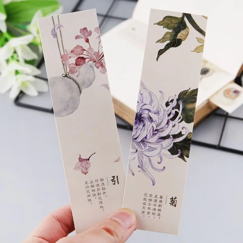 

30pcs Creative Chinese Style Paper Bookmarks Painting Cards Retro Beautiful Boxed Bookmark Commemorative Gifts
