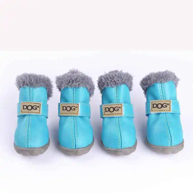 4 шт./компл. Pet обувь зимние супер теплые собаки Сапоги из материала на основе хлопка в тапки для Чихуахуа Мопс товары для щенков питомцев - Цвет: Light Blue