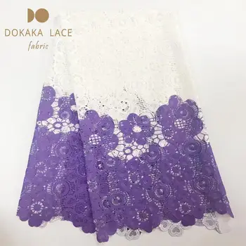 

Indian Milk Silk Cord Lace New Style 2019 Purple And White Color Dry Lace Print Milk Silk Fabrics For Nigerian Wedding Fabrics