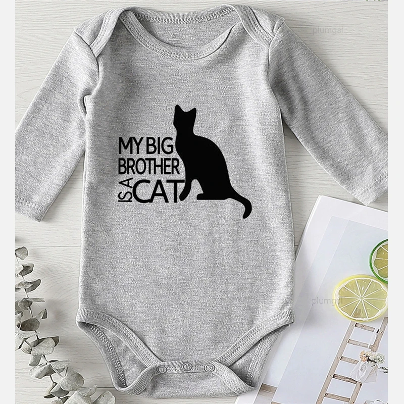 Baby Girl Fall Clothes My Big Brother Is A Cat Infant Outfits Newborn Boys Winter Bodysuits Toddler Shower Gifts Jumpsuits cheap baby bodysuits	