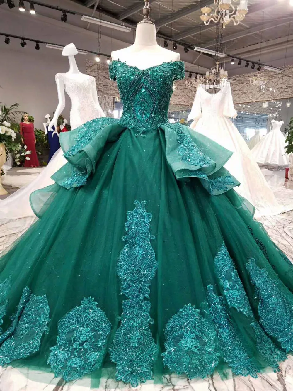 emerald evening gowns