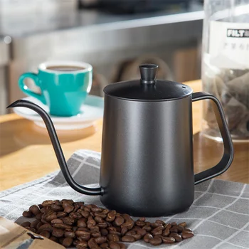 

Hand Made Coffee Pot 304 Stainless Steel Hangers Water Pot Teflon Long Fine Port Hand Flushing Pot with Lid Coffee Accessories