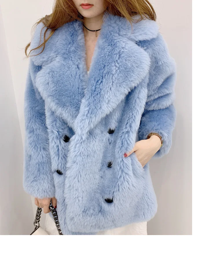 Модное зимнее женское теплое меховое пальто с натуральными гранулами из овечьей шерсти, женская меховая куртка, уличная одежда