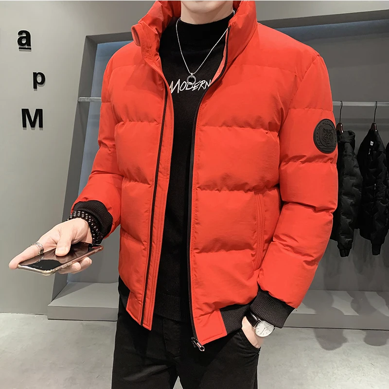 2022 winter new men\'s cotton jacket fashion solid color thick coat warm coat Large size