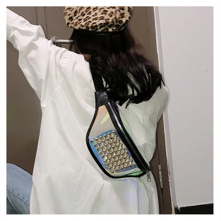 Sports Running Mobile Phone Bag Waterproof Bag Pu Transparent Reflective Diamond Set Shoulder Bag Laser Wallet WOMEN'S Bag Cross