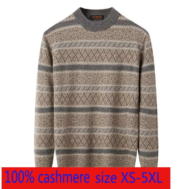 Новинка Высокое качество кашемировый свитер мужской зимний большой вязаный пуловер Повседневный компьютерный вязаный с o-образным вырезом толстого размера плюс XS-5XL