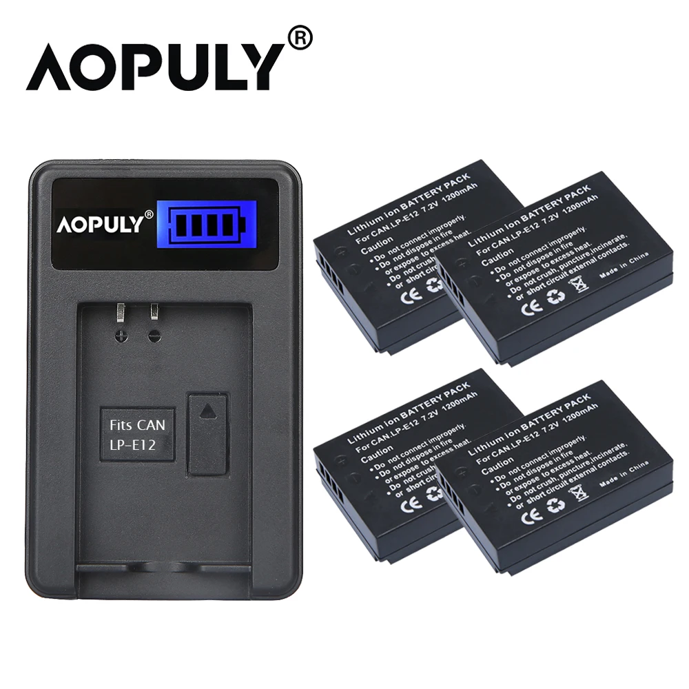 4 шт. LP-E12 LPE12 LP E12 батарея для камеры Bateria Batterie AKKU + ЖК-Зарядное устройство USB Canon M 100D