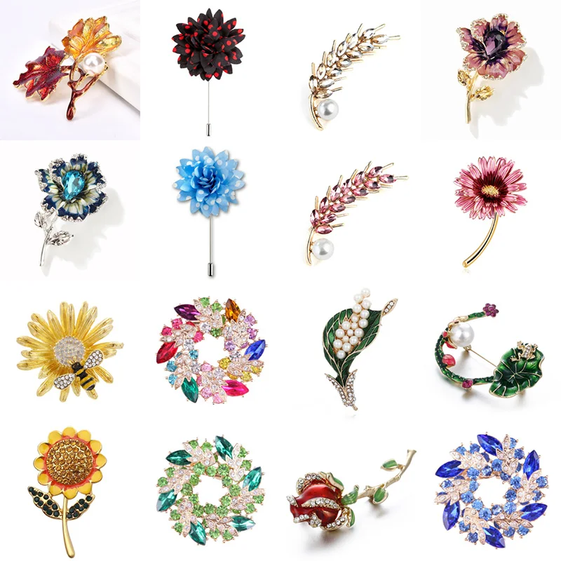 EMEGCY Rhinestone Flower Brooch For Women - Sparkly Floral Pin Jewelry Gift For Mom Or Wife - View #9